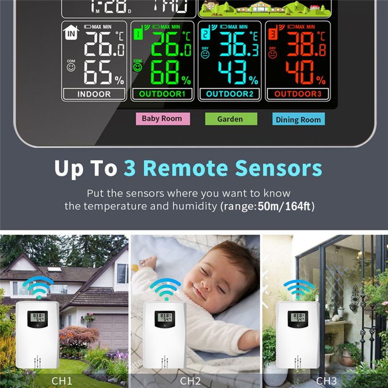 Wireless Weather Station Indoor Outdoor - DT17 Wireless Temperature Humidity Sensor for