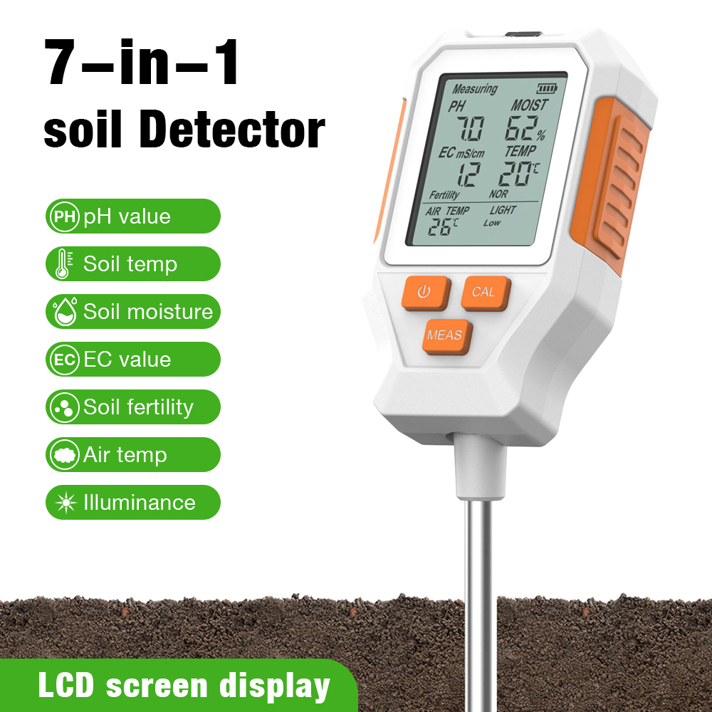 Soil Ph Meter 3 In 1 Moisture Sunlight - 3/7 in 1 PH/EC/Temperature/Moisture/Air Temp/Fertility/Sunlight Soil