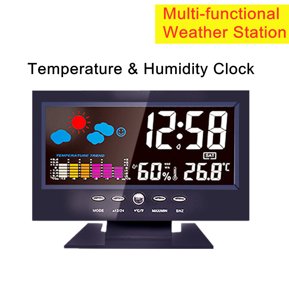 Wireless Weather Station Indoor Outdoor - Multi-functional Weather Station Clock Thermometer Hygrometer