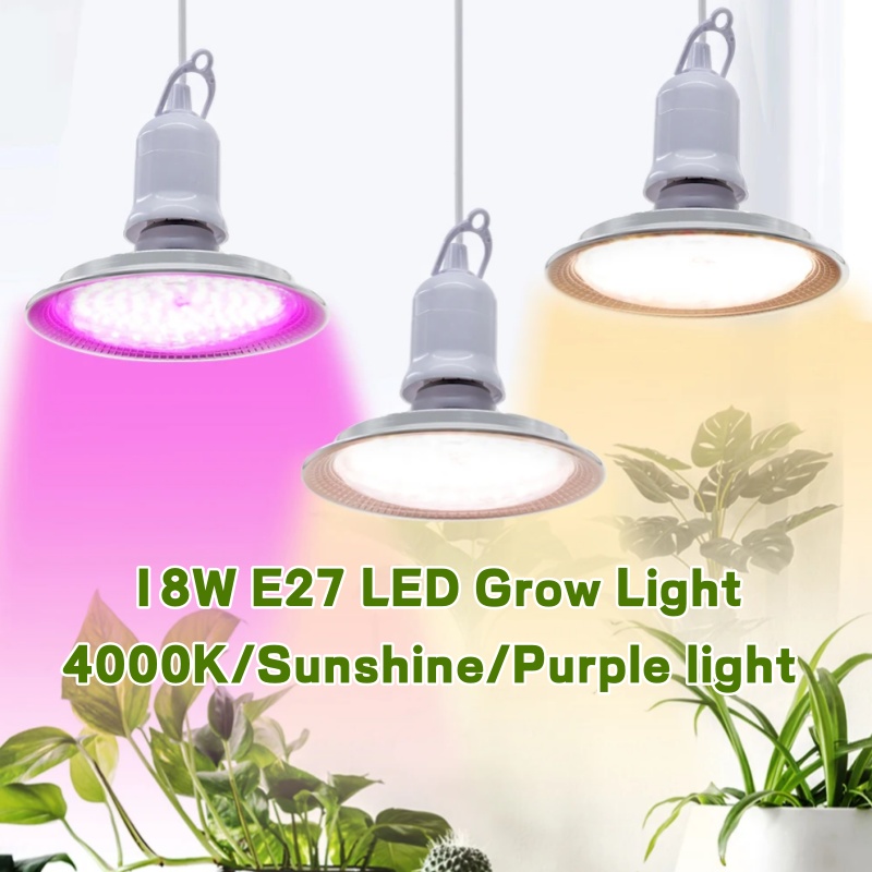 Plant Grow Light Full Spectrum Clip On - 18W E27 Full Spectrum LED Grow