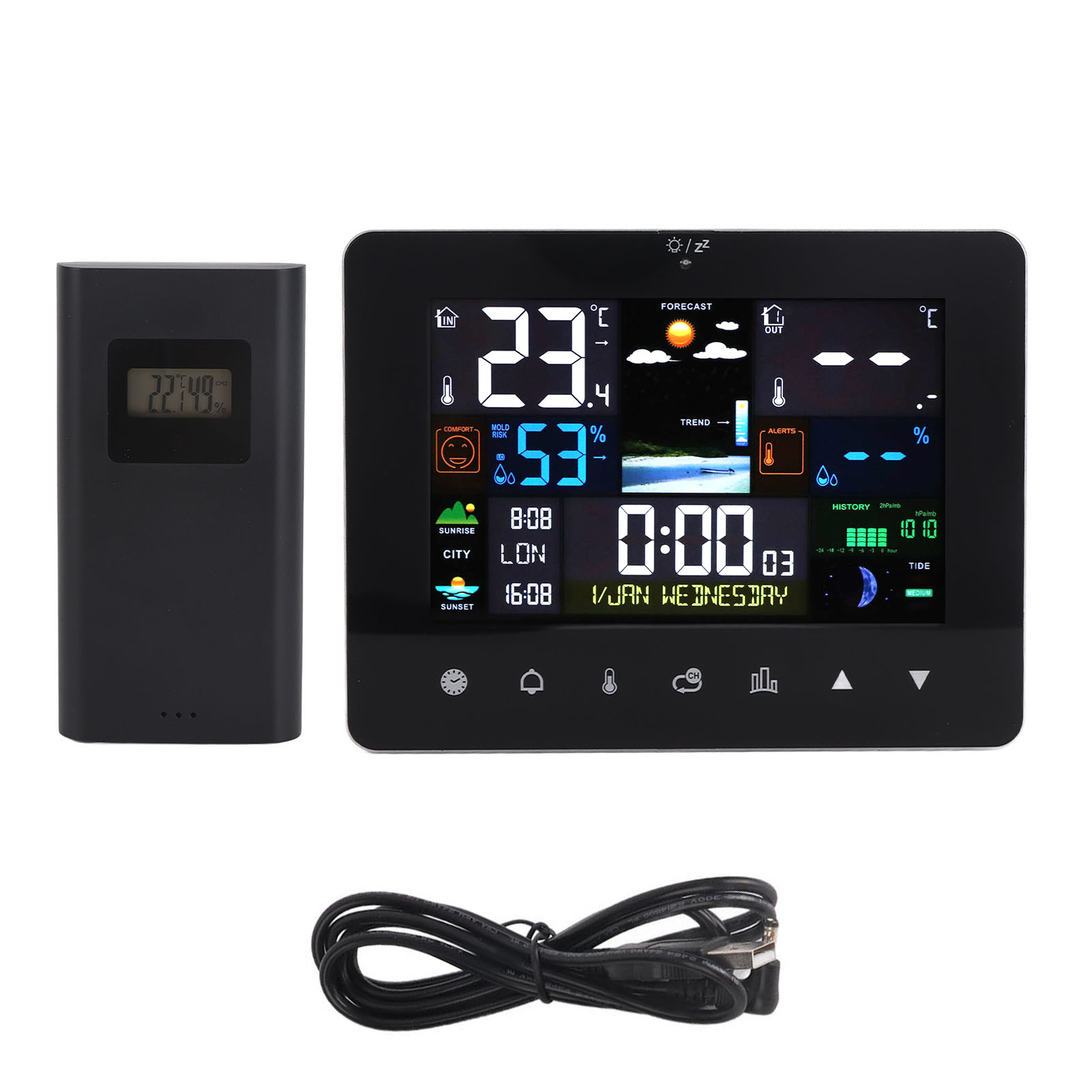 Colorful Touch Screen Digital  - Wireless Weather Station Indoor Outdoor 评论和价格