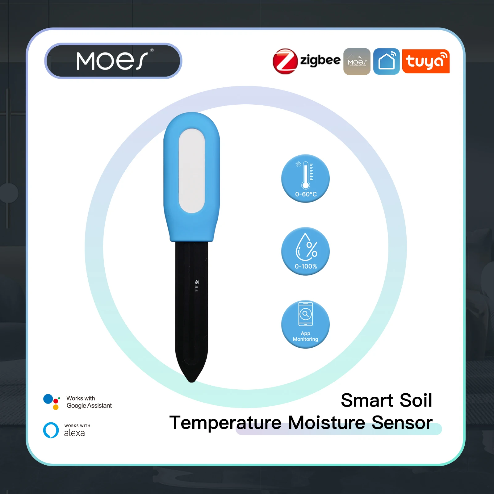 MOES Smart ZigBee Soil Tempera - Smart Plant Sensor Soil Moisture Meter 评论和价格